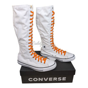 Converse CTAS XXHI Mens 10.5 White Orange Elastic Laced Knee High Sneaker Boot